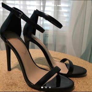 Black Skinny Ankle Strap Heels